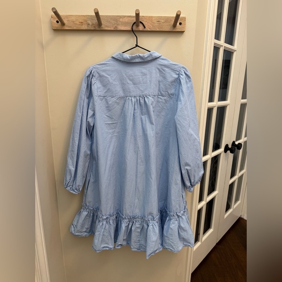 Anthropologie Sally Tunic shirt button down blue stripe Dress - Picture 6 of 7
